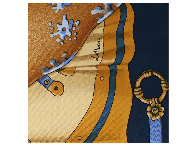 Hermès Carré 90 "Soleil de Soie" Seidentuch in Navy Blue Marineblau - Ansicht 12