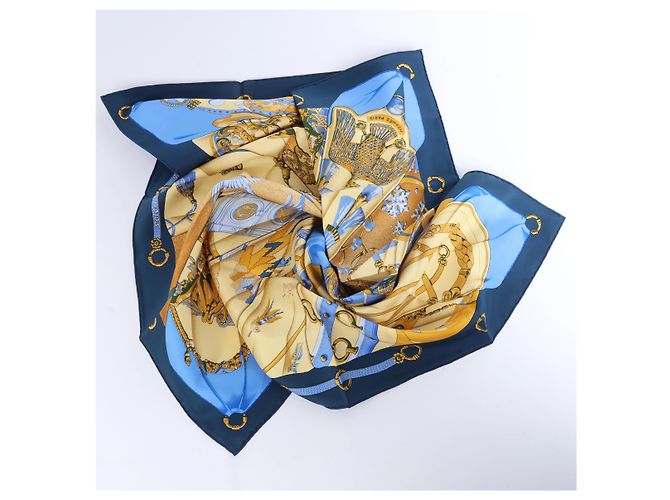 Hermès Carré 90 "Soleil de Soie" Seidentuch in Navy Blue Marineblau - Ansicht 16