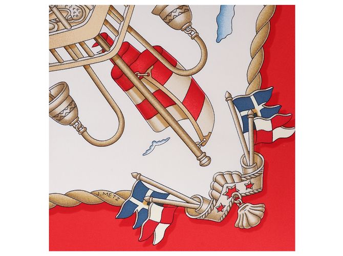 Hermès Carré 90 "Railing" Seidentuch in Rot - Ansicht 9