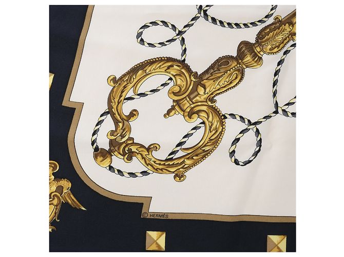 Hermès Carré 90 "LES CLES" Seidentuch in Schwarz - Ansicht 11
