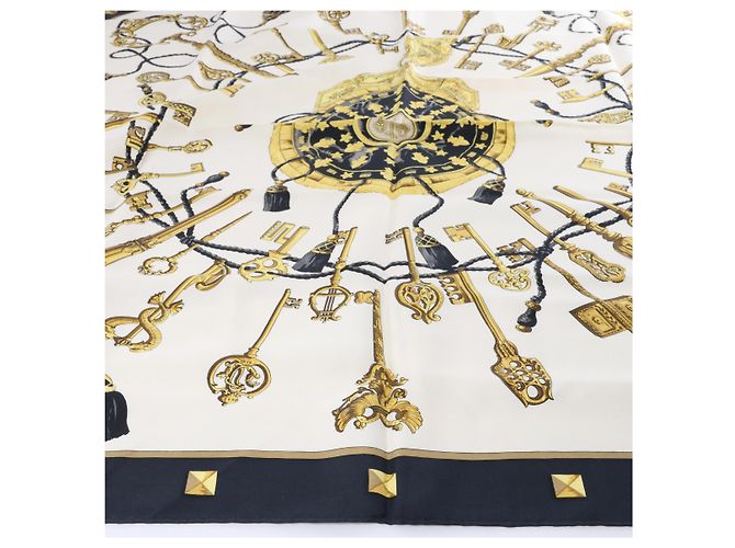 Hermès Carré 90 "LES CLES" Seidentuch in Schwarz - Ansicht 4