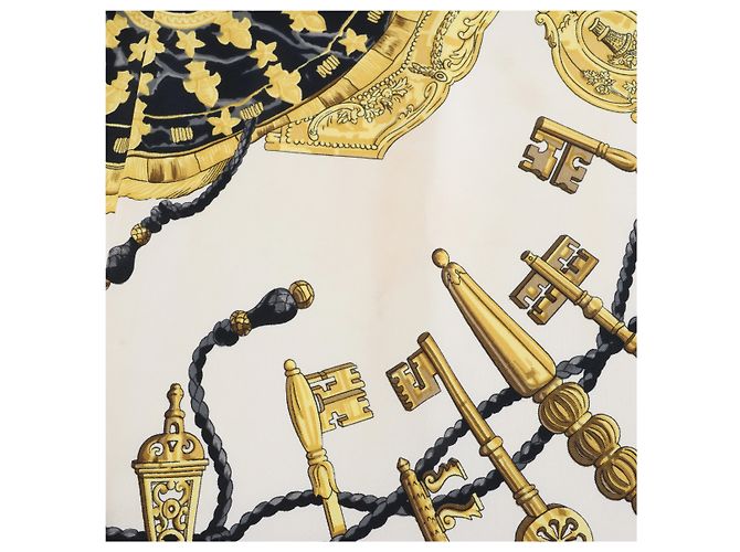Hermès Carré 90 "LES CLES" Seidentuch in Schwarz - Ansicht 8