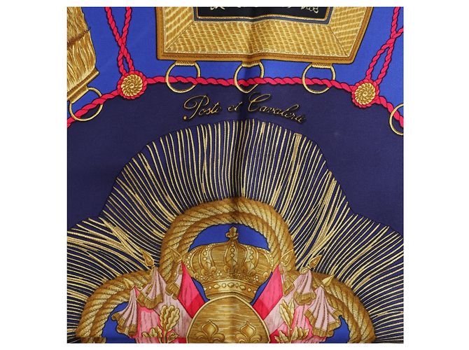 Hermès Carré 90 "Poste et Cavalerie" Seidentuch in Navy Blue Marineblau - Ansicht 10