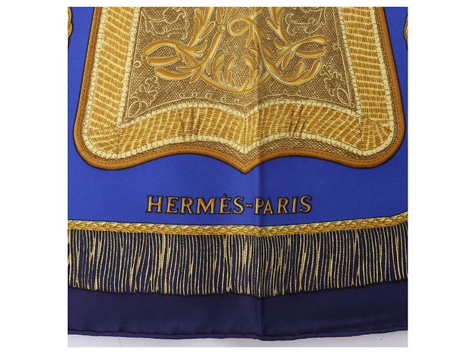 Hermès Carré 90 "Poste et Cavalerie" Seidentuch in Navy Blue Marineblau - Ansicht 8