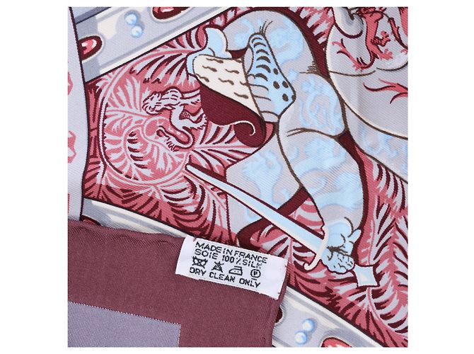Hermès Carré 90 "LA VIE a CHEVAL" Foulard in seta Marrone x Blu - vista 15