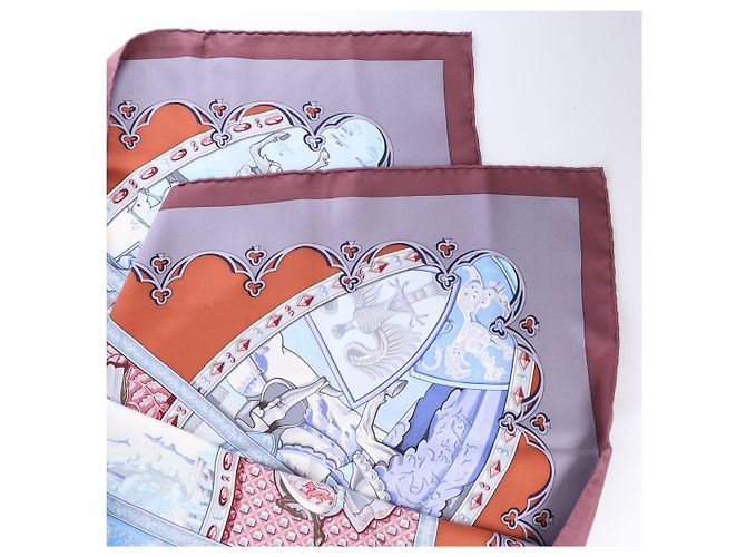 Hermès Carré 90 "LA VIE a CHEVAL" Foulard in seta Marrone x Blu - vista 3