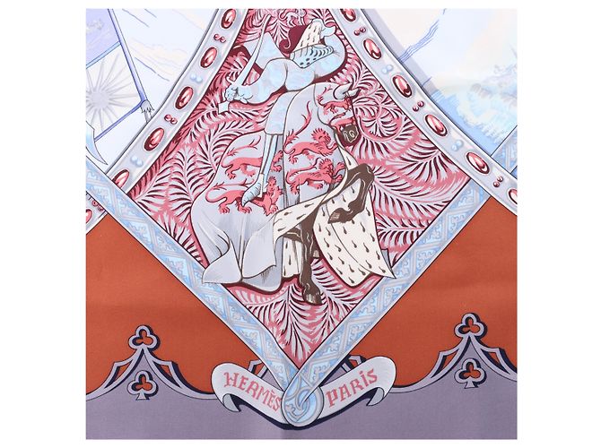 Hermès Carré 90 "LA VIE a CHEVAL" Foulard in seta Marrone x Blu - vista 8