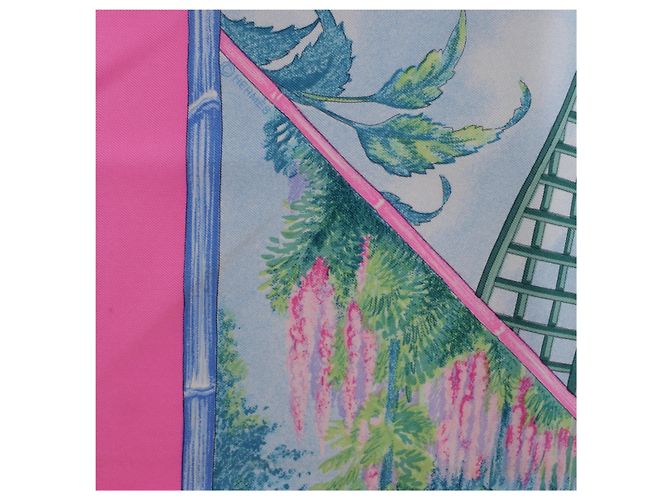 Garden Hermès Carré 90 "GIVERNY" Seidentuch in Rosa Pink - Ansicht 13