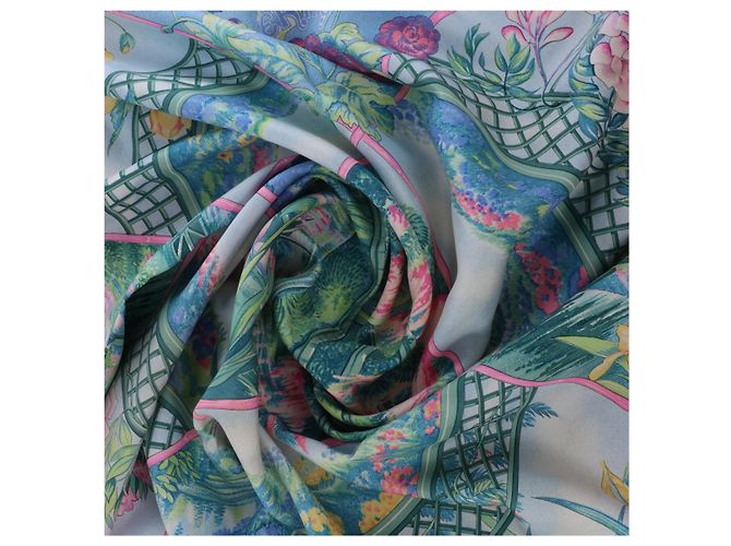 Garden Hermès Carré 90 "GIVERNY" Seidentuch in Rosa Pink - Ansicht 17
