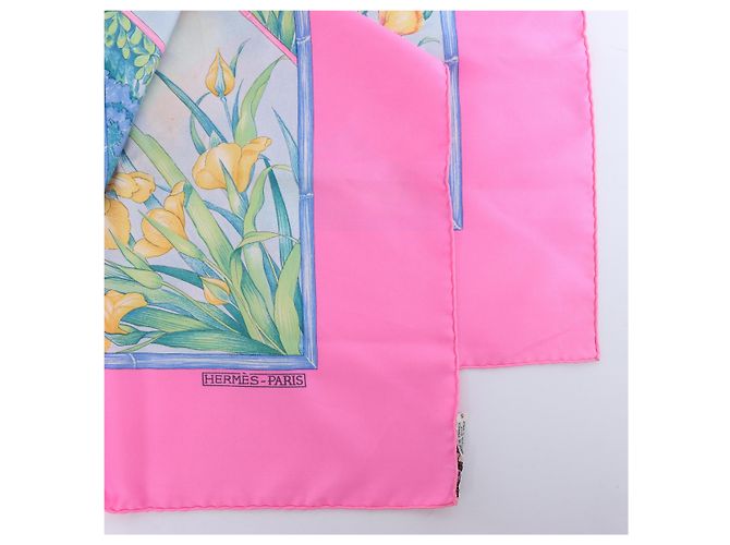 Garden Hermès Carré 90 "GIVERNY" Seidentuch in Rosa Pink - Ansicht 2