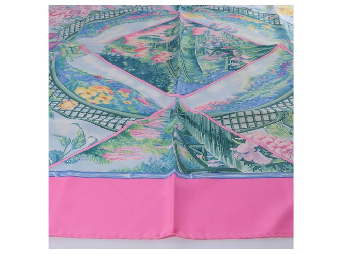 Garden Hermès Carré 90 "GIVERNY" Seidentuch in Rosa Pink - Ansicht 7
