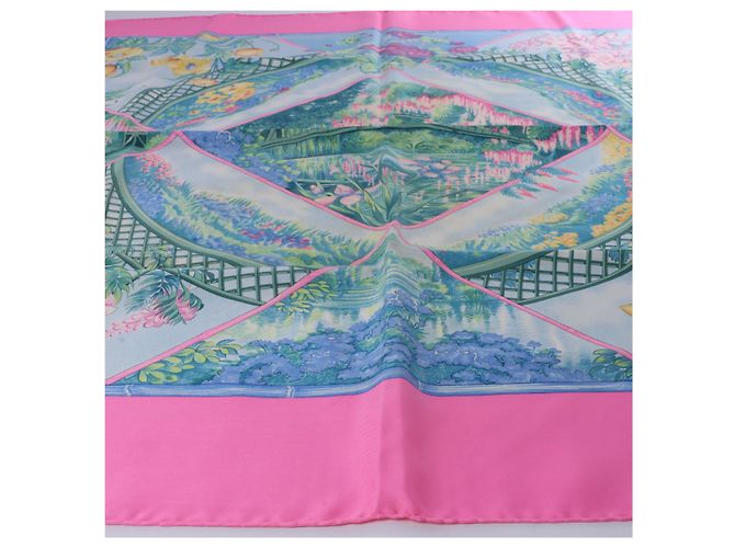 Garden Hermès Carré 90 "GIVERNY" Seidentuch in Rosa Pink - Ansicht 8