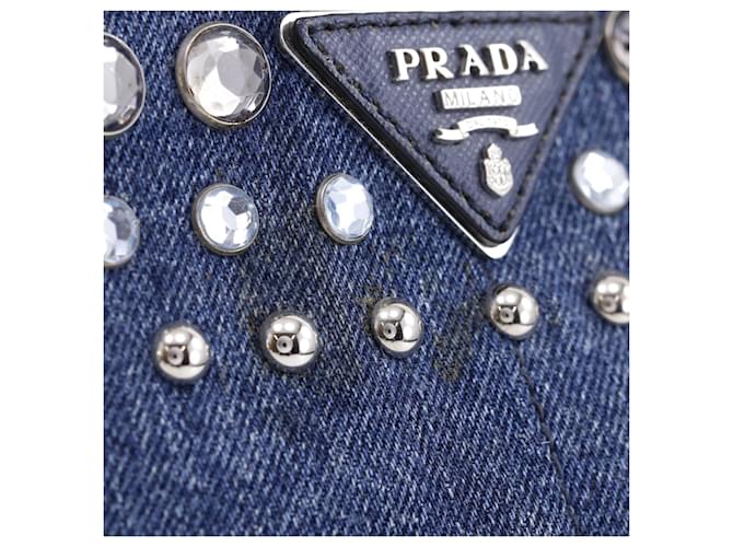 Borsa Prada Canapa Tote M Blu - vista 16