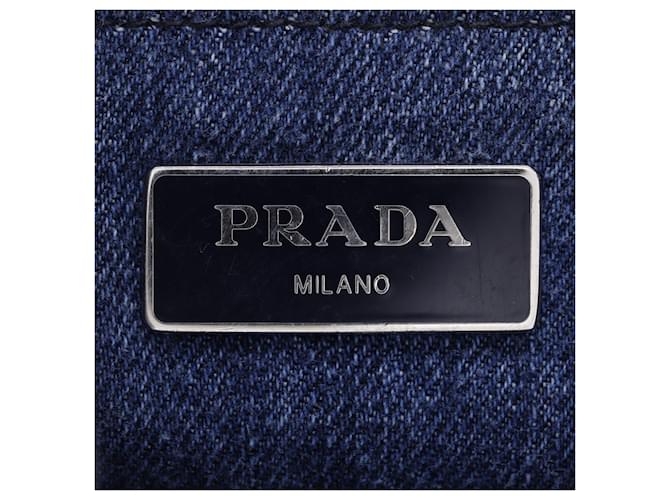 Borsa Prada Canapa Tote M Blu - vista 18