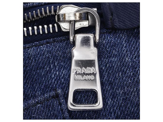 Borsa Prada Canapa Tote M Blu - vista 19