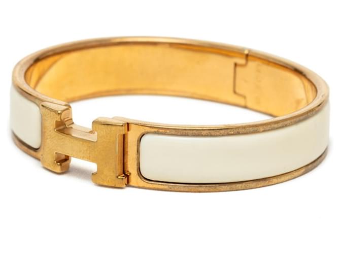 Hermès Bracciale Rigido Hermes Click H PM Bianco D'oro - vista 2