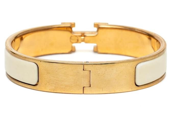 Hermès Bracciale Rigido Hermes Click H PM Bianco D'oro - vista 3