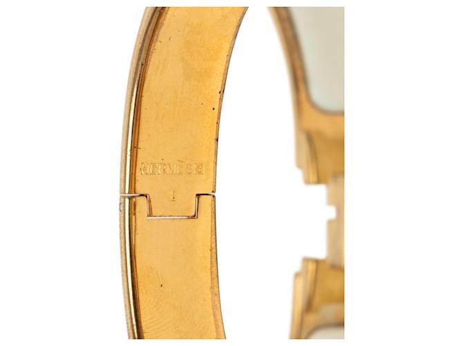 Hermès Bracciale Rigido Hermes Click H PM Bianco D'oro - vista 4