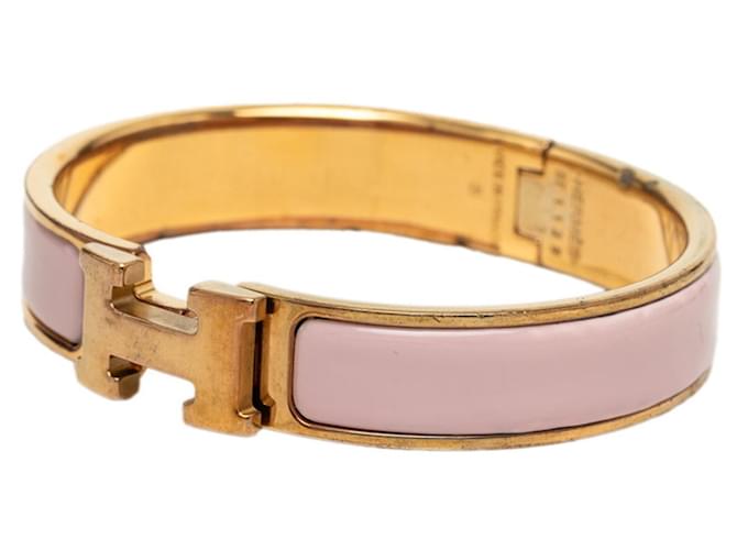 Hermès Bracciale Charm Hermes Click H PM Rosa D'oro - vista 2