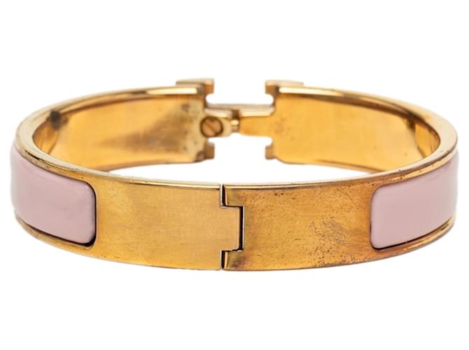 Hermès Bracciale Charm Hermes Click H PM Rosa D'oro - vista 3