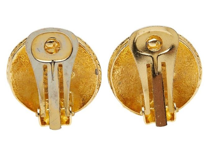 Orecchini a clip rotondi vintage Chanel Coco Mark D'oro - vista 3