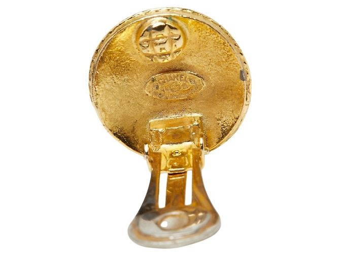 Orecchini a clip rotondi vintage Chanel Coco Mark D'oro - vista 4