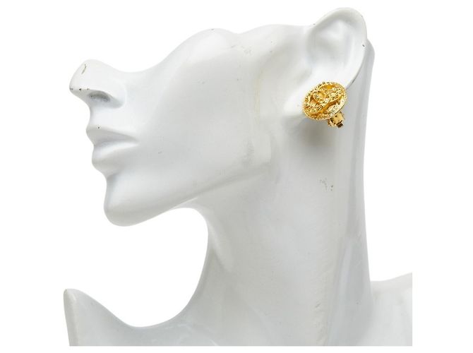 Orecchini a clip rotondi vintage Chanel Coco Mark D'oro - vista 5