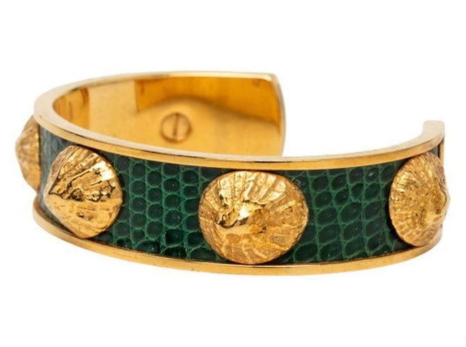 Hermès Bracciale con motivo a conchiglia Hermes D'oro Verde - vista 2