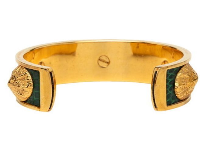 Hermès Bracciale con motivo a conchiglia Hermes D'oro Verde - vista 3