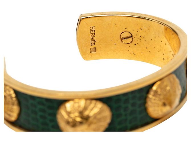Hermès Bracciale con motivo a conchiglia Hermes D'oro Verde - vista 4