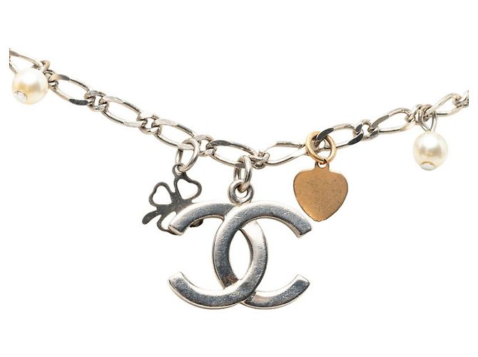 Collana con ciondolo a catena Chanel Coco Mark Nero Argento - vista 2