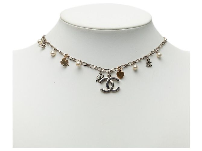 Collana con ciondolo a catena Chanel Coco Mark Nero Argento - vista 6