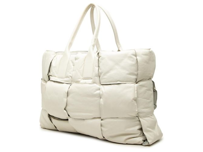 Borsa Tote Bottega Veneta Maxi Intrecciato Squash Bianco - vista 2