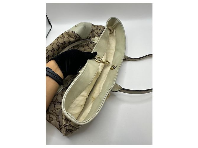 Bamboo Gucci Heartbit Shopper aus Monogramm-Canvas Braun Beige - Ansicht 12