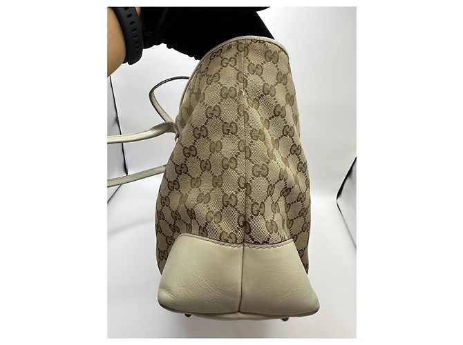 Bamboo Gucci Heartbit Shopper aus Monogramm-Canvas Braun Beige - Ansicht 3