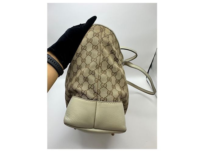 Bamboo Gucci Heartbit Shopper aus Monogramm-Canvas Braun Beige - Ansicht 4