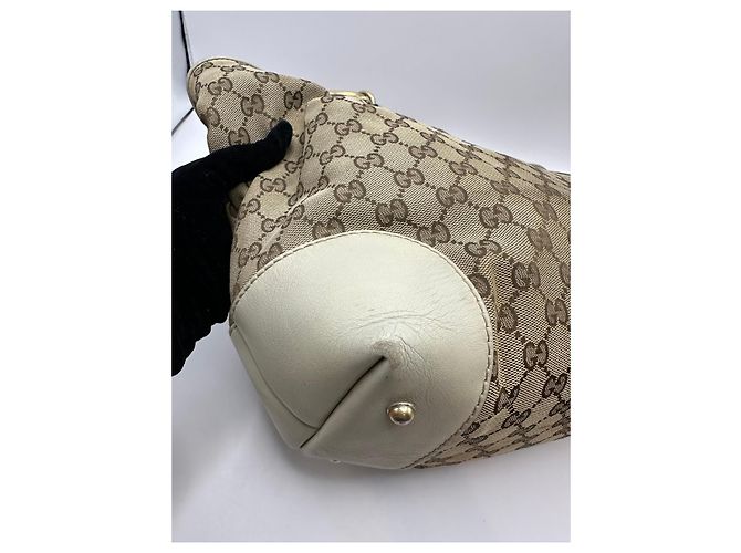 Bamboo Gucci Heartbit Shopper aus Monogramm-Canvas Braun Beige - Ansicht 6