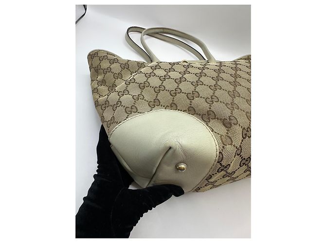 Bamboo Gucci Heartbit Shopper aus Monogramm-Canvas Braun Beige - Ansicht 8
