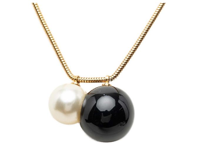 Collana a catena a sfere Chanel Coco Mark Nero D'oro - vista 2