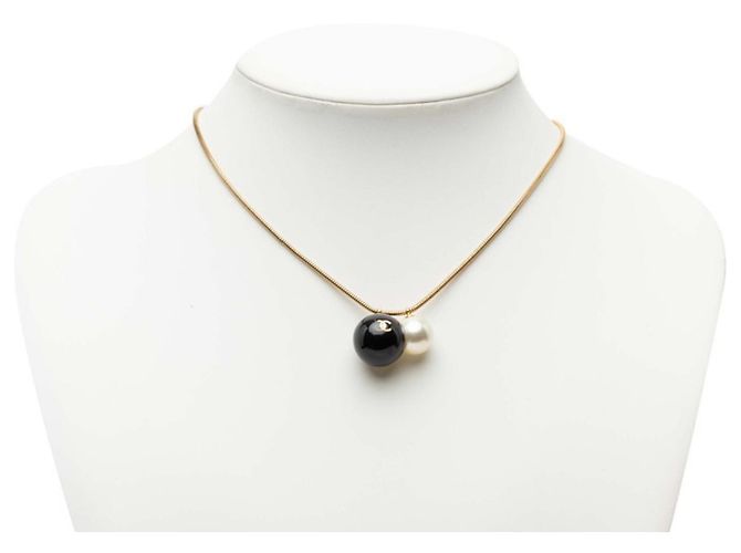 Collana a catena a sfere Chanel Coco Mark Nero D'oro - vista 7