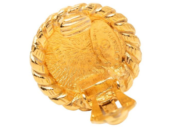 Orecchini a clip rotondi Chanel Vintage Coco Mark D'oro - vista 3