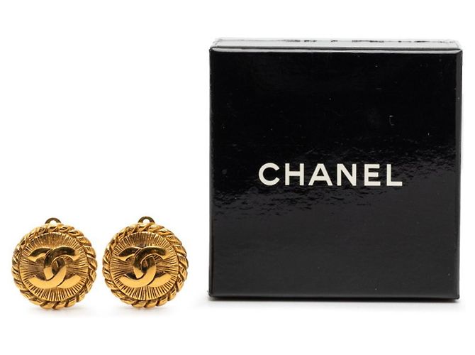 Orecchini a clip rotondi Chanel Vintage Coco Mark D'oro - vista 4