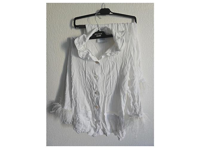 Autre Marque Sleeper Conjunto de Pijama em Viscose Branca com Penas Branco - vista 11