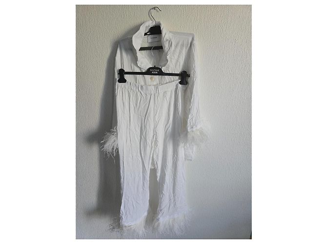 Autre Marque Sleeper Conjunto de Pijama em Viscose Branca com Penas Branco - vista 12