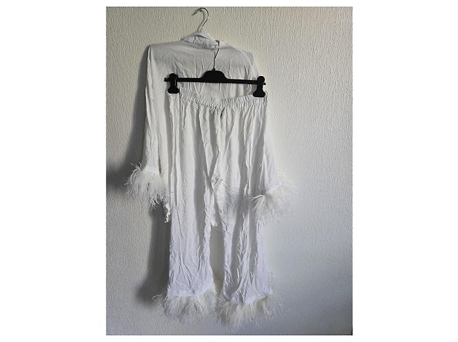 Autre Marque Sleeper Conjunto de Pijama em Viscose Branca com Penas Branco - vista 14