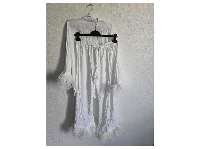 Autre Marque Sleeper Conjunto de Pijama em Viscose Branca com Penas Branco - vista 16