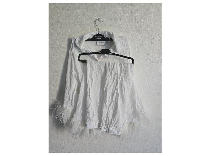 Autre Marque Sleeper Conjunto de Pijama em Viscose Branca com Penas Branco - vista 5