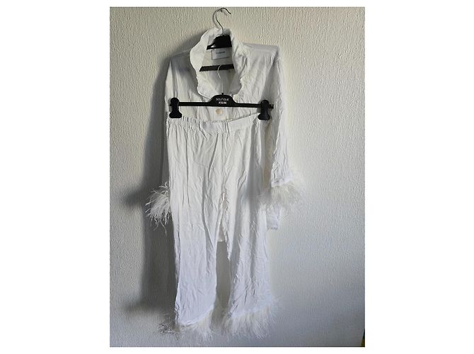 Autre Marque Sleeper Conjunto de Pijama em Viscose Branca com Penas Branco - vista 7