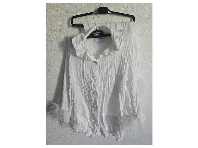 Autre Marque Sleeper Conjunto de Pijama em Viscose Branca com Penas Branco - vista 9