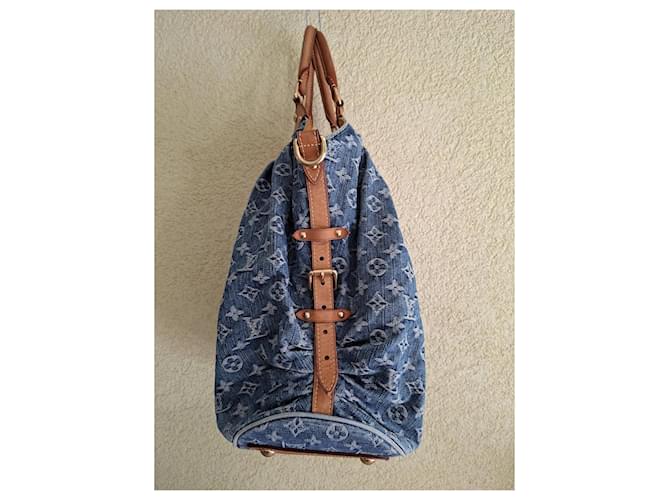 Speedy Borsa Louis Vuitton Denim Monogram Hobo Blu - vista 2